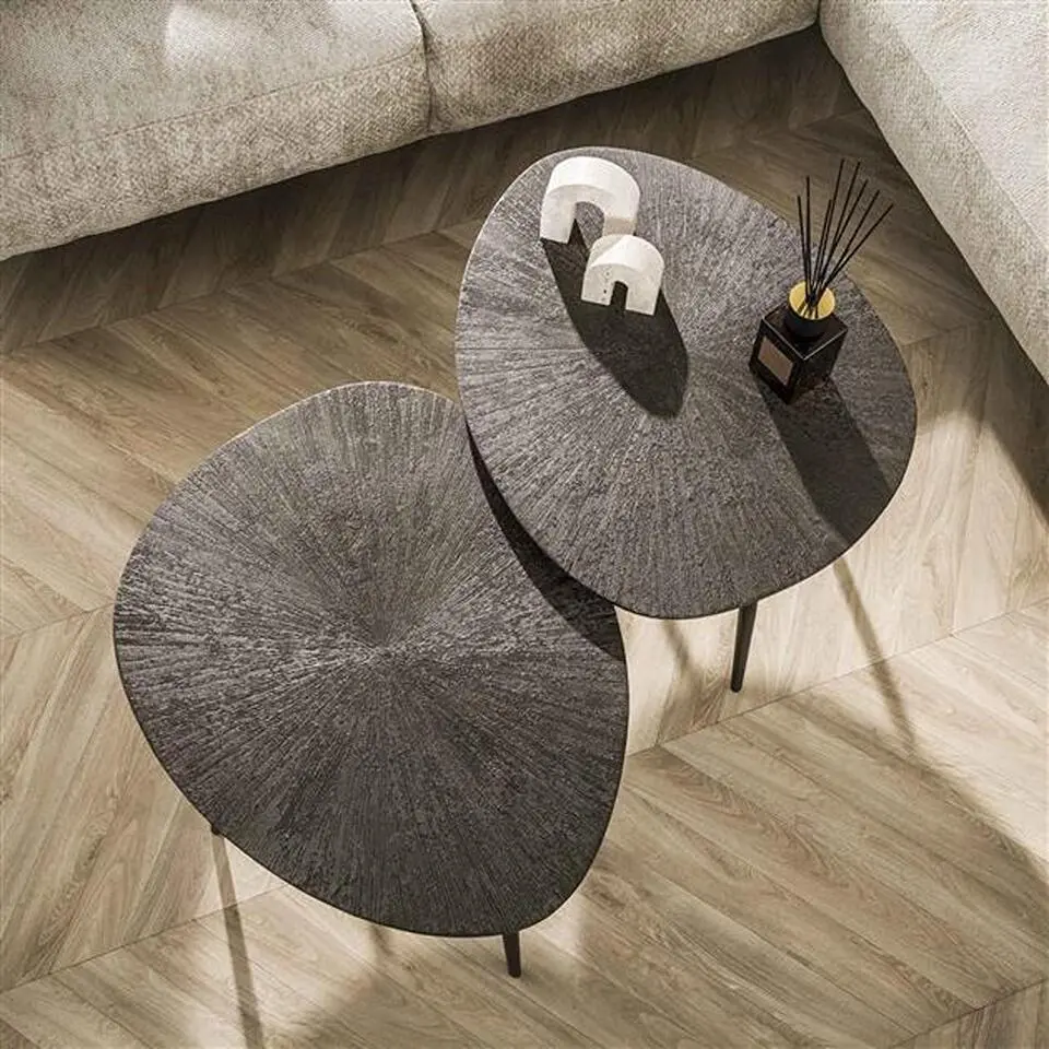 Hoyz Collection - Salontafel Ray Metal Organisch - Brons Bruin - Set van 2