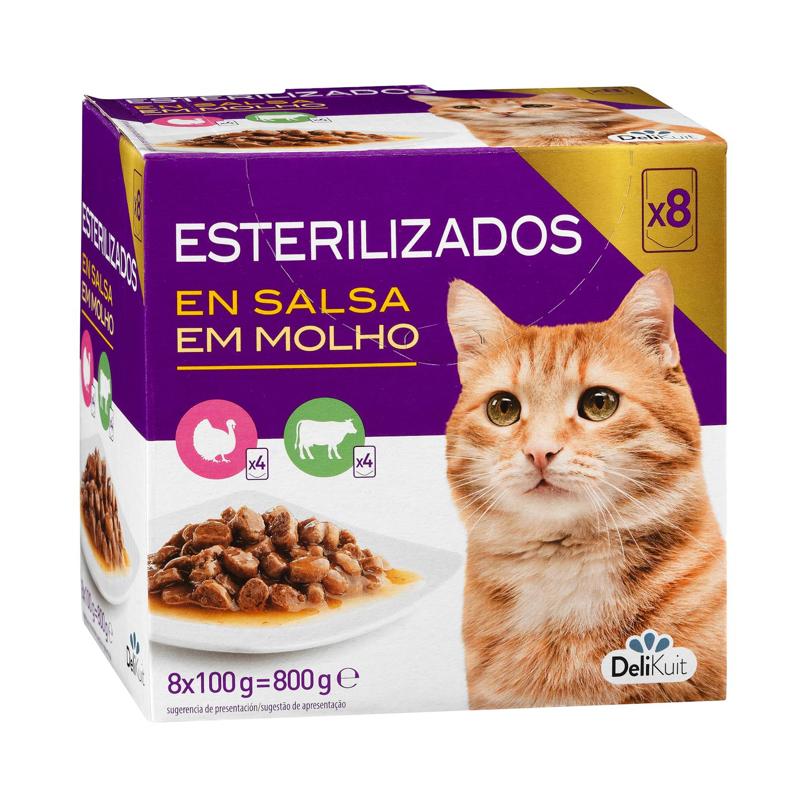 Bouchées de chat adulte Delikuit en sauce stérilisées