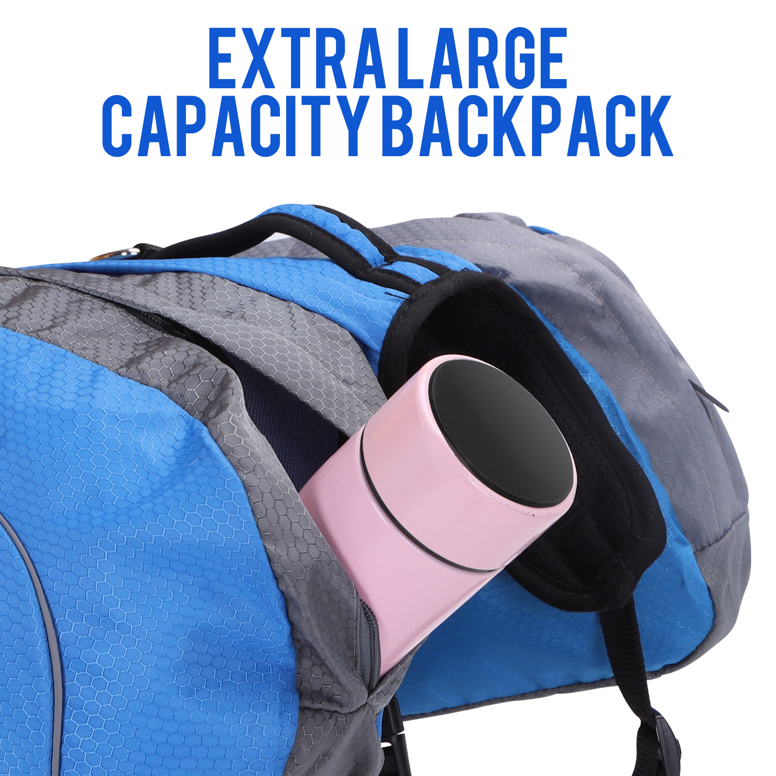 Nobleza - Mochila Colete com Arnês para Cães, Bolsa de Ombro Ajustável, Bolsa de Transporte para Caminhadas, Trekking e Camping com Faixa Refletora para Animais de Estimação, Azul - Tamanho G