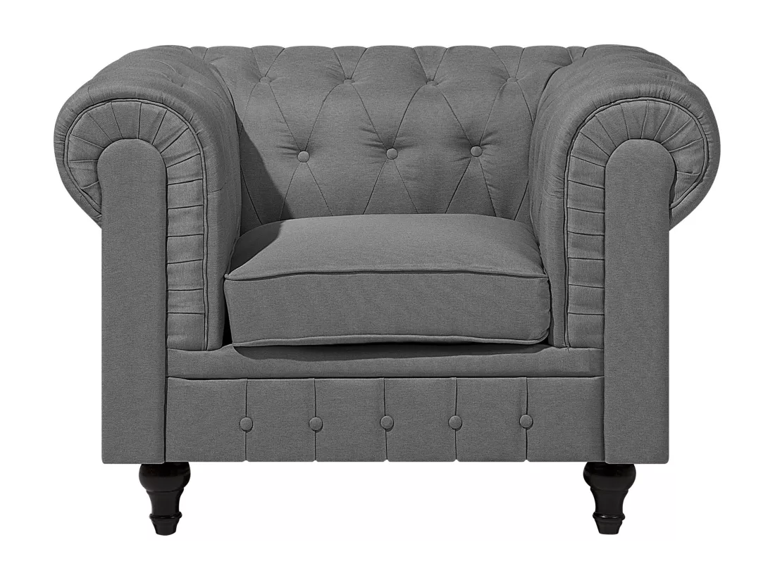 Ensemble canapé et fauteuil en tissu gris 4 placesCHESTERFIELD Big