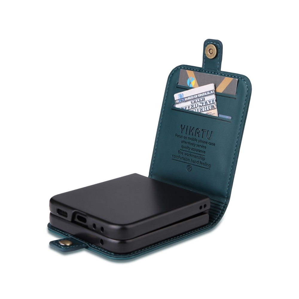 Samsung Galaxy Z Flip7 FE / Z Flip6 Leder Tasche Flip Cover mit Kartenfächer - Dunkelblau