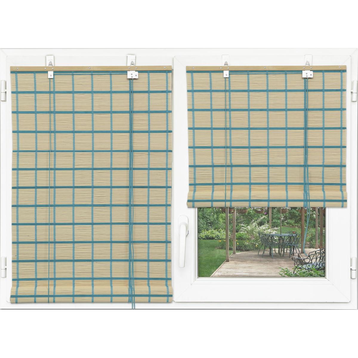STORE ENROULEUR BAGUETTES BAMBOU 150X180CM BLEU