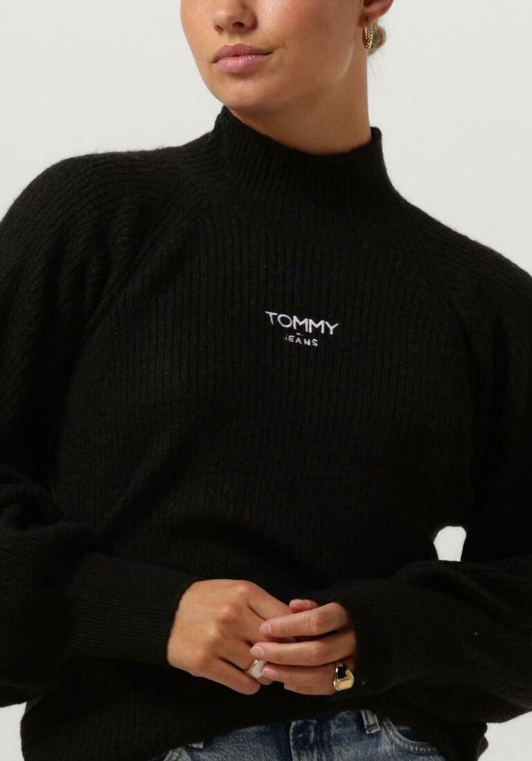 TOMMY JEANS zwarte tommy jeans coltrui tjw rlx turtleneck lofty sweater