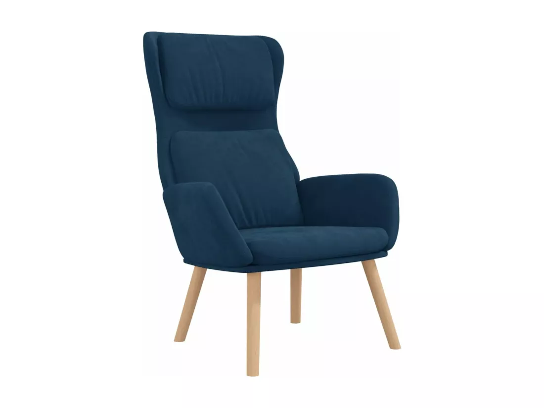 Chaise de relaxation avec tabouret Bleu Velours