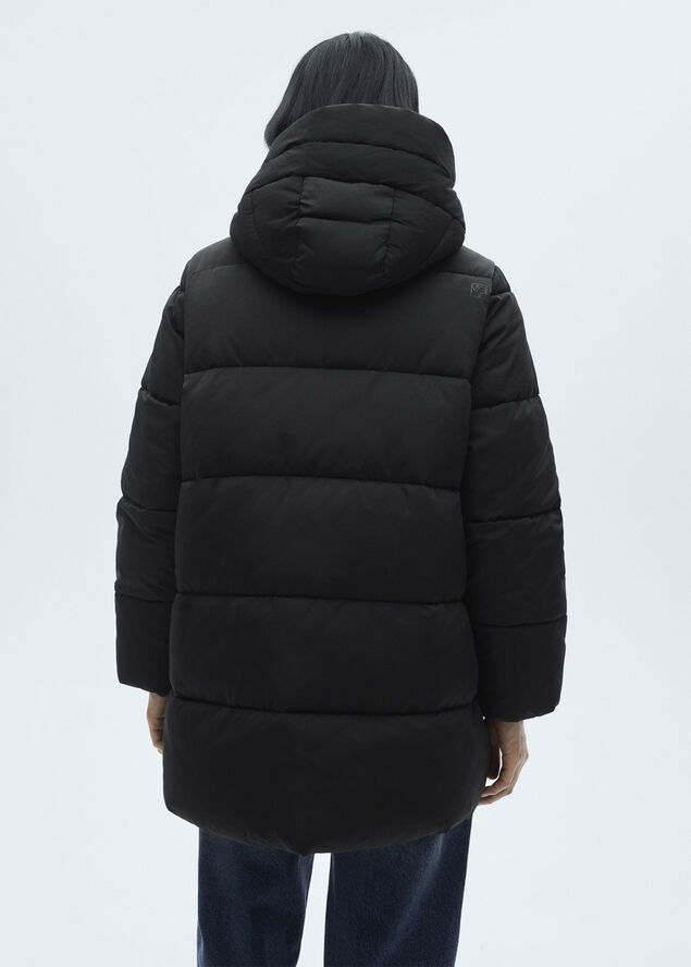MANGO Hood quilted coat Black