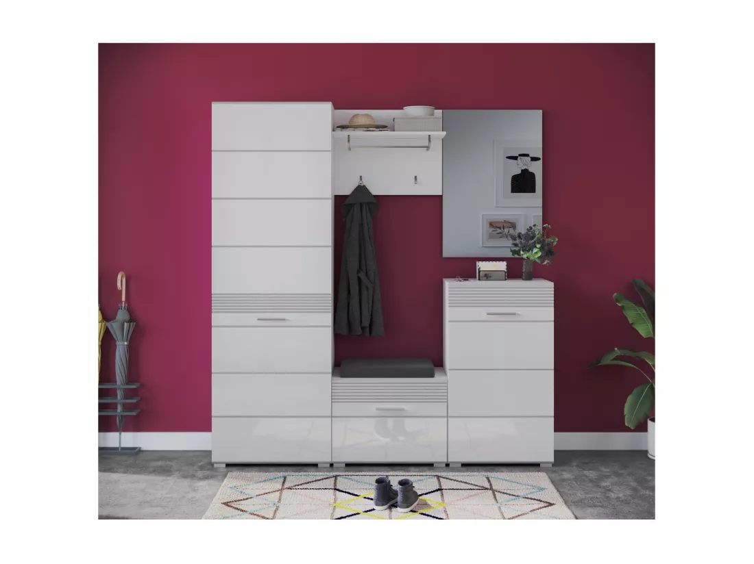 Porte manteau avec étagère – Blanc Laqué – KLEANKIN