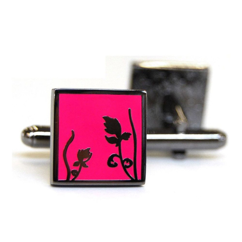 Boutons de manchette, Spring Black Metal, BRIGHT PINK
