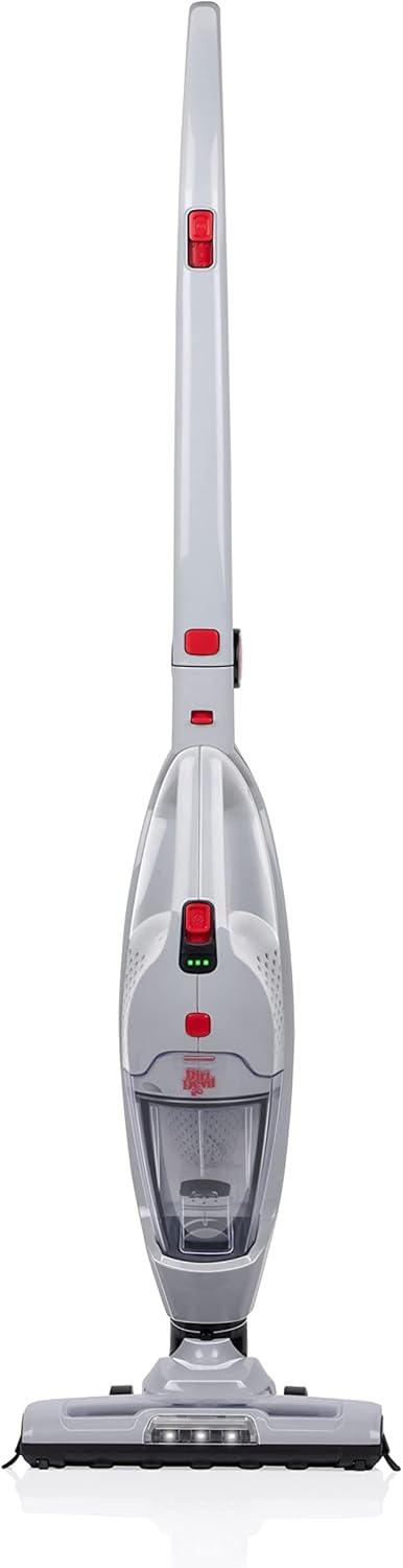 Dirt Devil 2-in-1 Akku Staubsauger DD9007 - Stielstaubsauger 105W - Kabelloser Staubsauger mit Wandmontage - bis zu 38 minuten Akkulaufzeit - Beutelloser Bodenstaubsauger - Rot