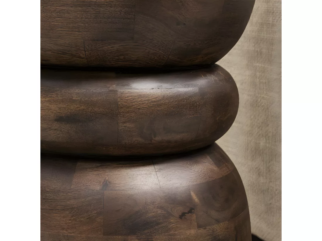 Pulau - Table d'appoint en bois massif ø33,5cm - Bois foncé