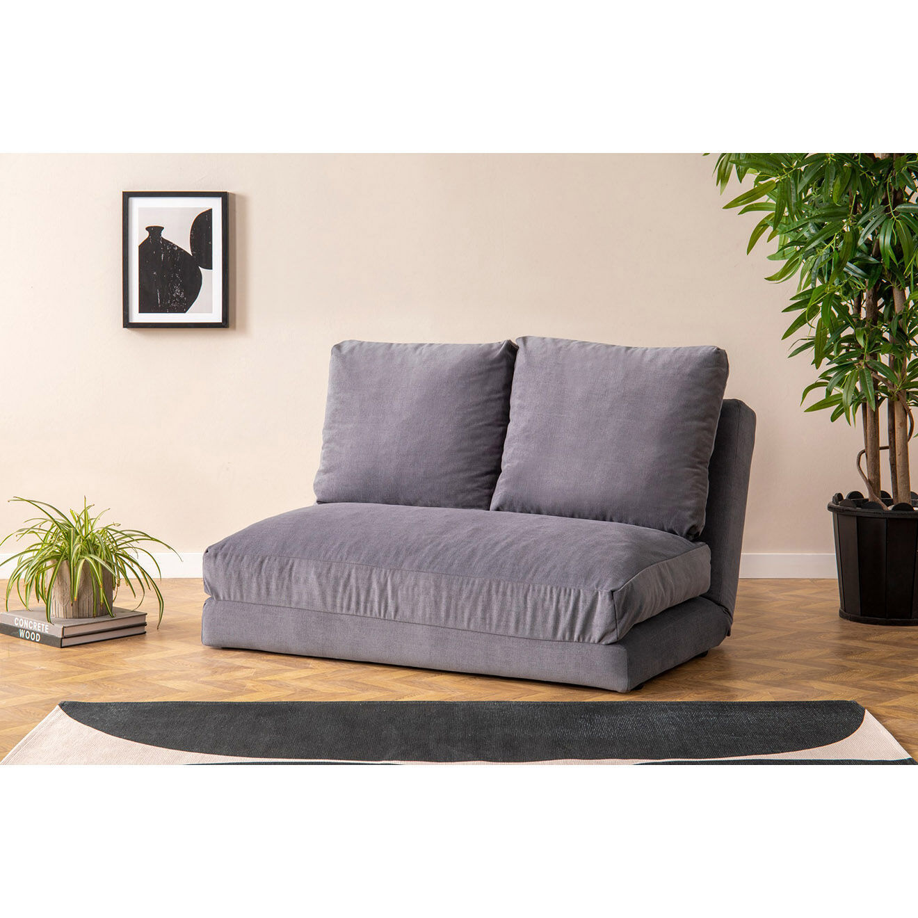 Homitis Banquette Convertible 2 places Taida grise - 120x68x26 cm