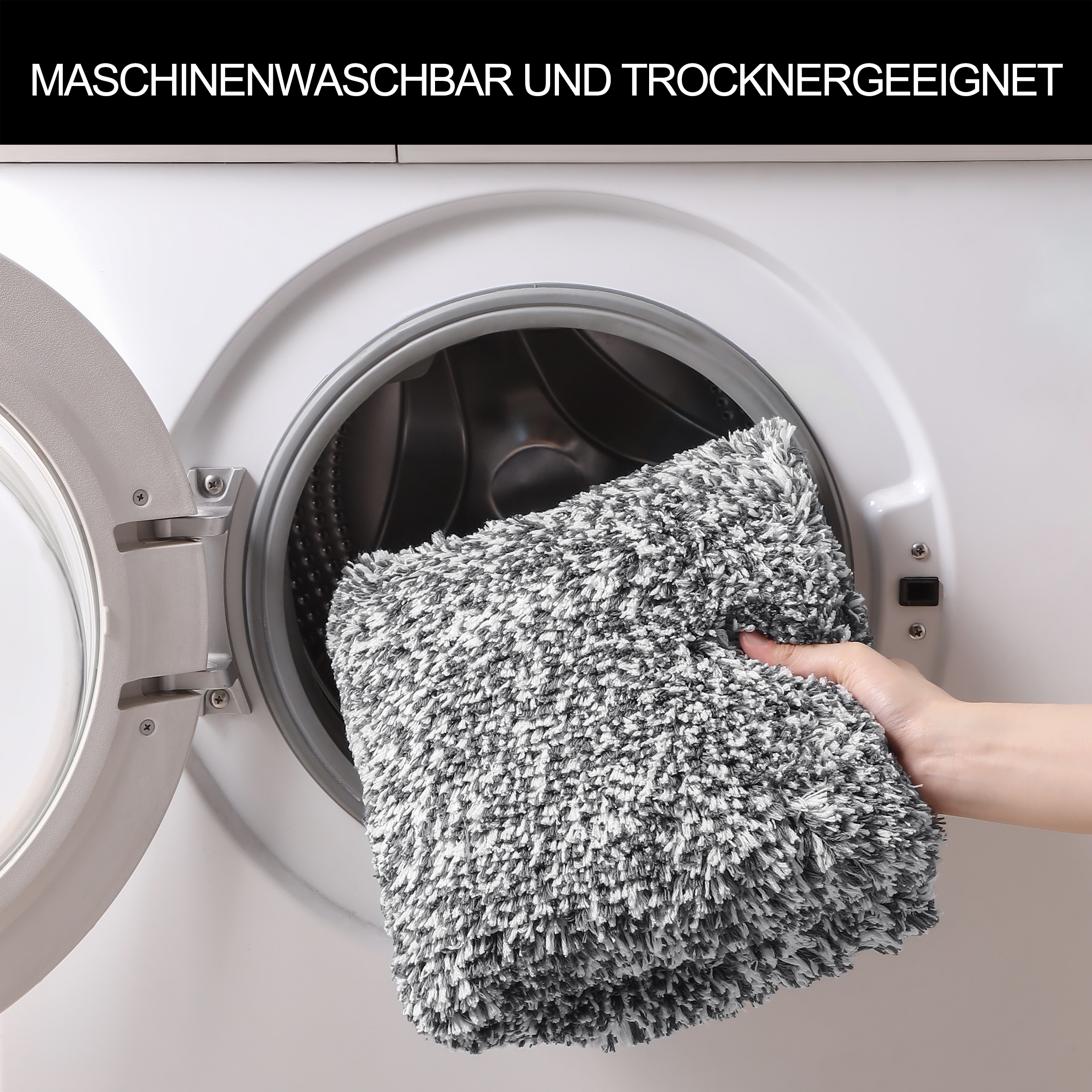 my home Badematte »Vanessa meliert, Badvorleger, Badezimmer Teppich, Duschvorleger« Höhe 20 mm rutschhemmend beschichtet strapazierfähig Badteppich, weiche Haptik, unifarben