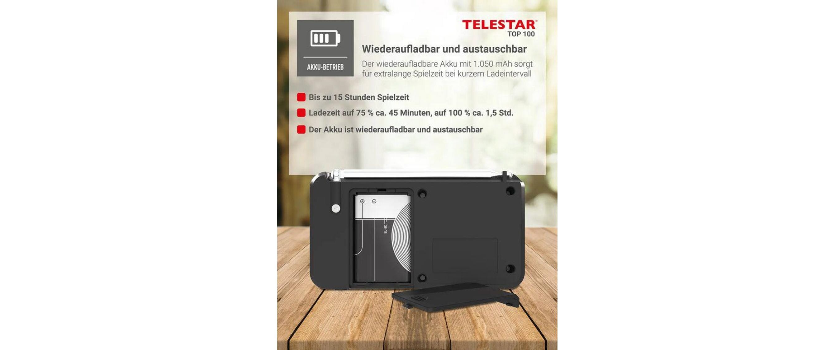 DAB+ Radio TOP 100 SchwarzPortables Mono-Radio mit DAB+/FM