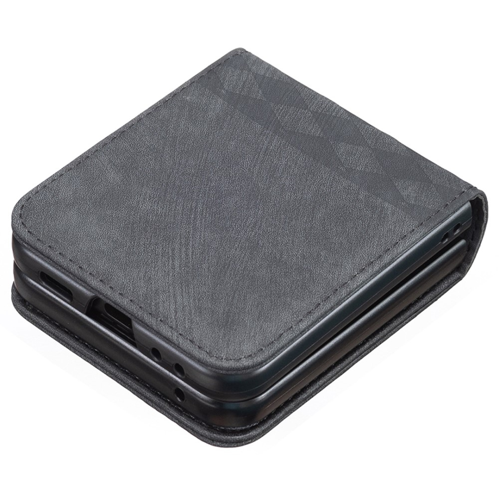 Samsung Galaxy Z Flip7 FE / Z Flip6 Leder Hardcase Schutzhülle Muster - Grau