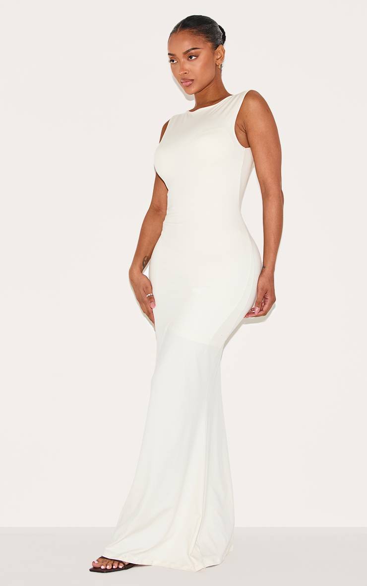 Crème Robe Maxi Moulante À Encolure Bateau Avec Gaine Sculptante Intégrée Shape