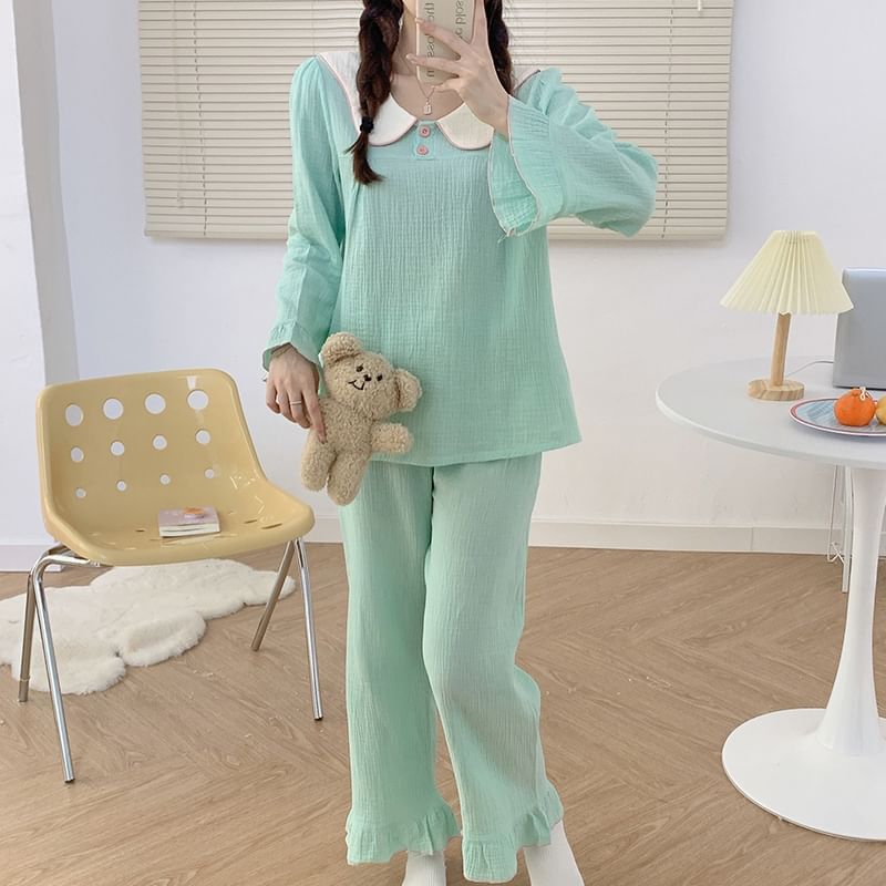 Siensien - Bijpassende pyjamaset voor koppels: top met lange mouwen + broek