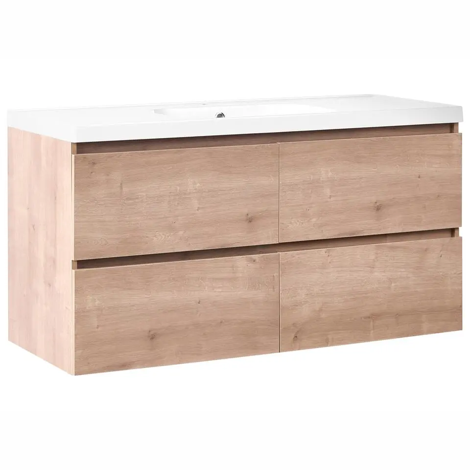 LAGOA - Wandgemonteerd meubel met wasbak - Lichtbruin - 120 cm - MDF