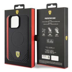 iPhone 15 Pro Max MagSafe Leder Hardcase Hülle Metall Logo (FEHMP15XPTEK) - Schwarz