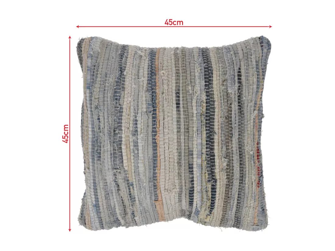 Coussin Carré de Extérieur Maison Bleu Coton Denim