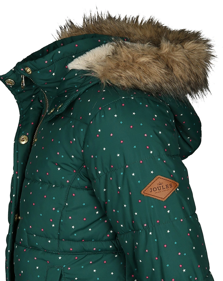 Steppjacke STELLA – STARS mit Kunstfellbesatz in dunkelgrün