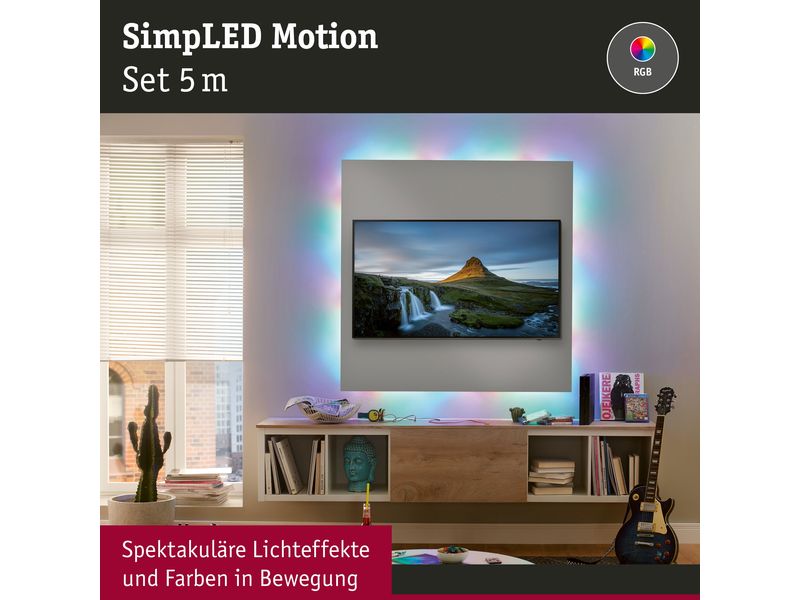 Paulmann LED-Stripe SimpLED Motion RGB, 5 m Set Beschichteter Light-Strip mit einzeln steuerbaren LEDs