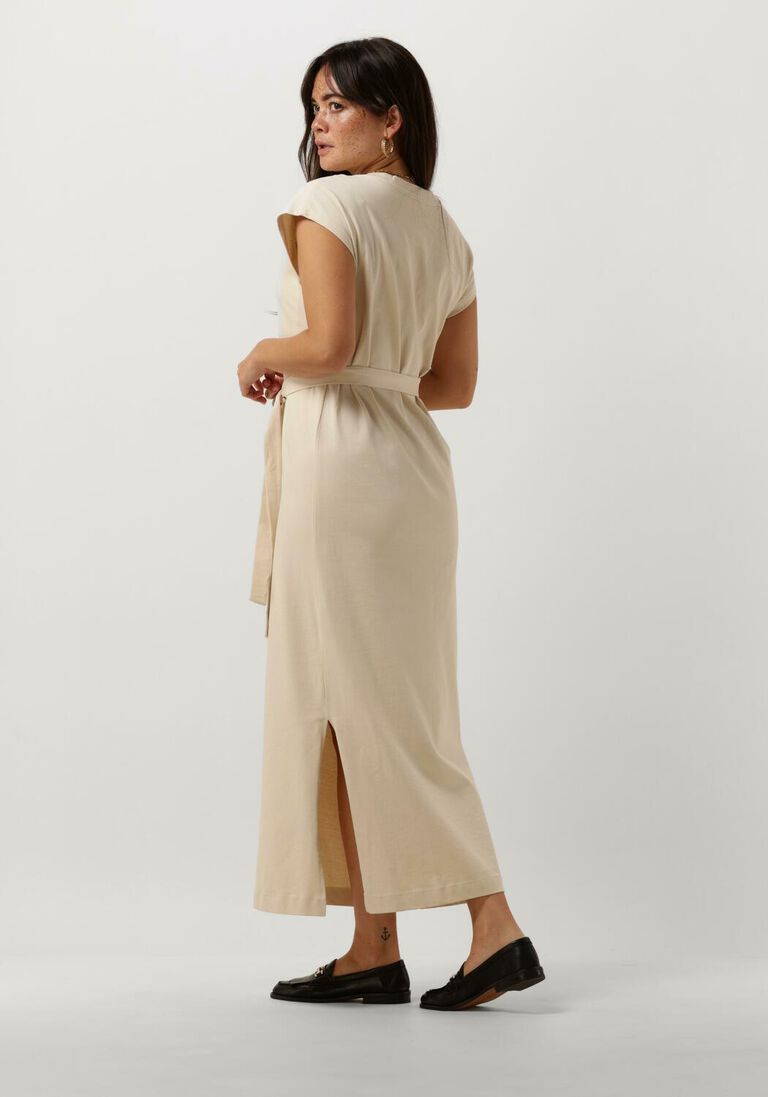 SELECTED FEMME beige selected femme midi jurk slfessential sl v-neck ankle dress noos