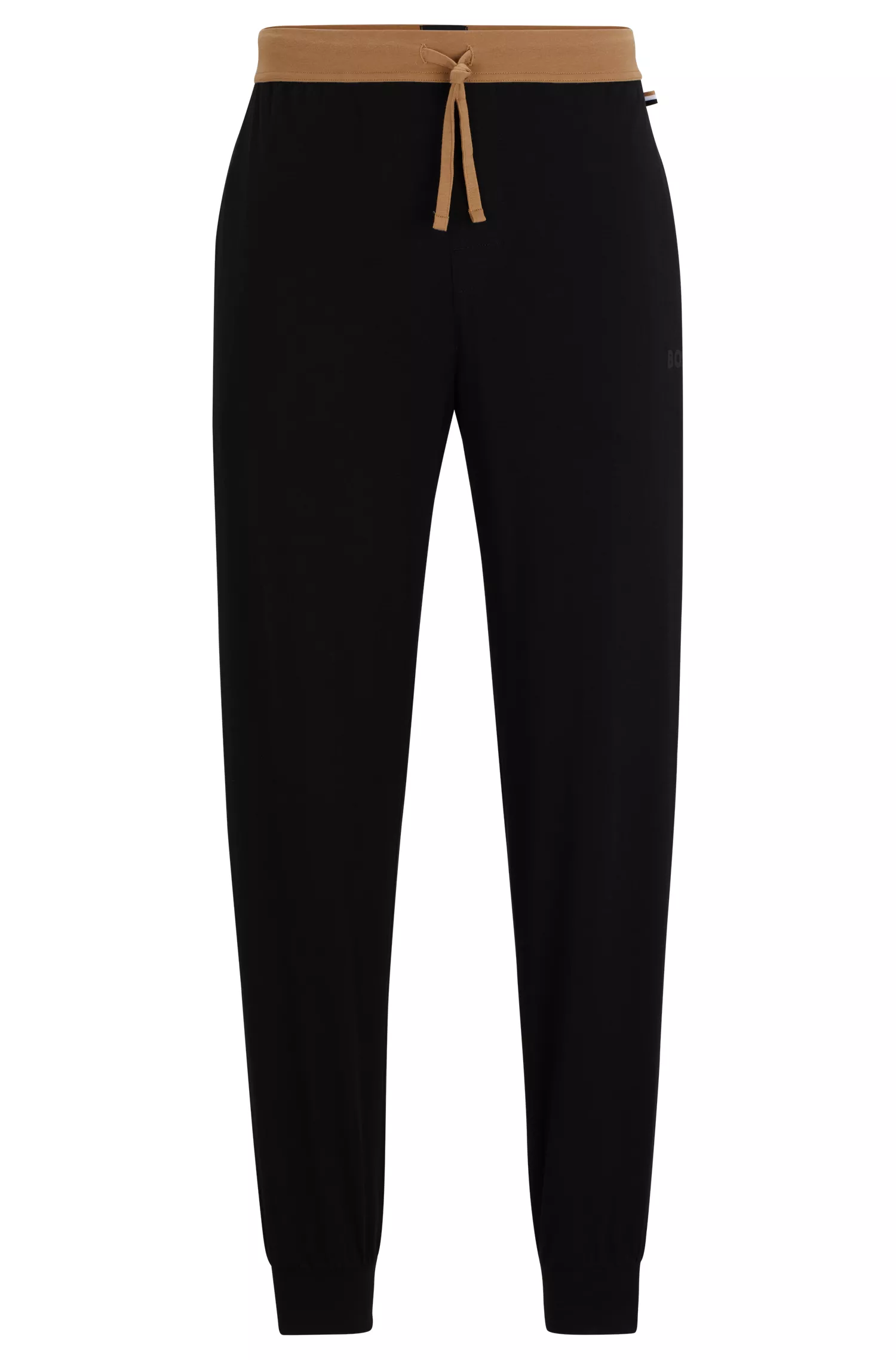Calça de pijama BOSS em mistura de algodão preto com detalhe do logotipo