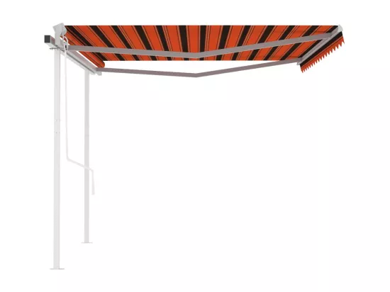 Auvent rétractable automatique et poteaux 4x3m Orange et marron