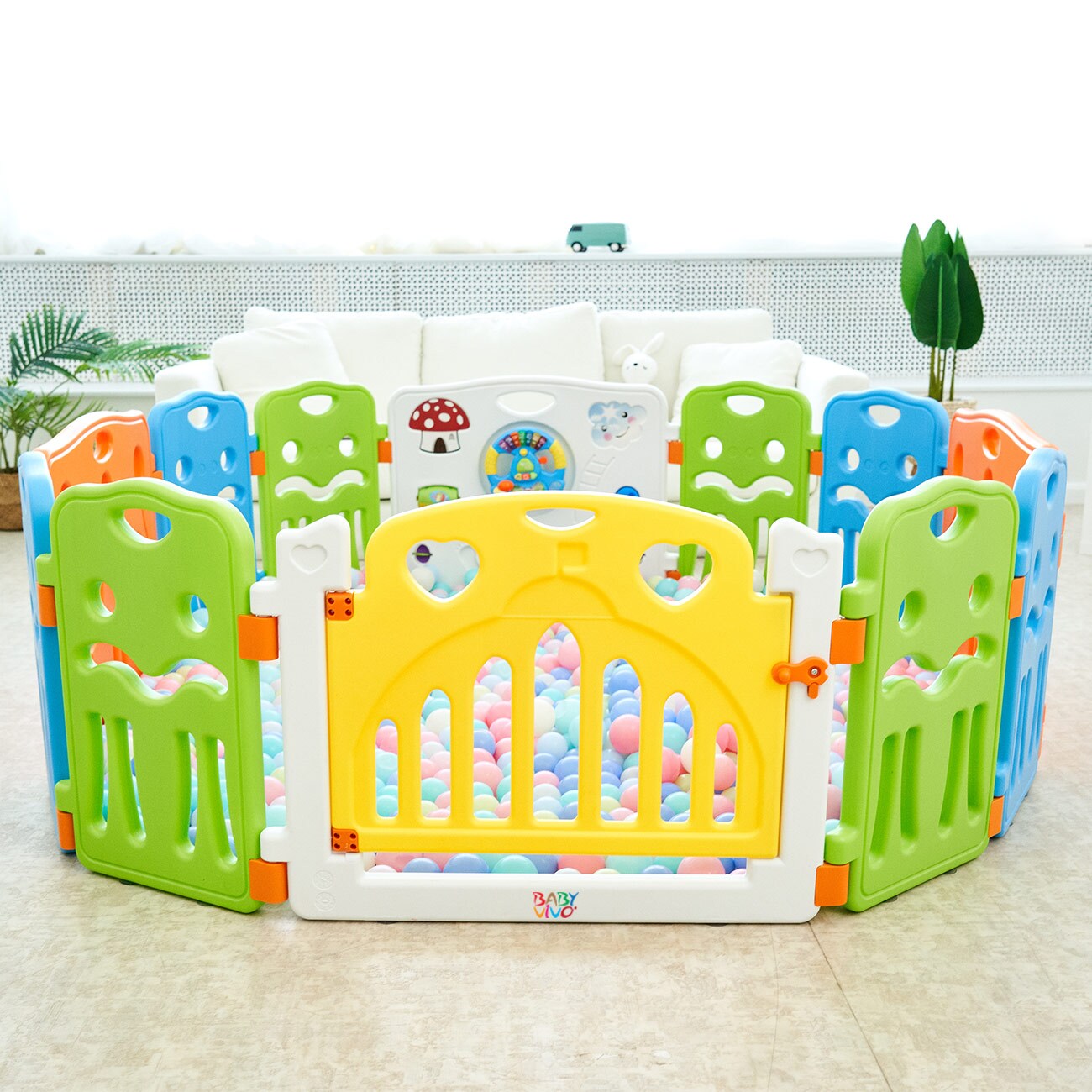 Baby Vivo Laufgitter aus Kunststoff mit Tür COLORS XL - Erweiterbar