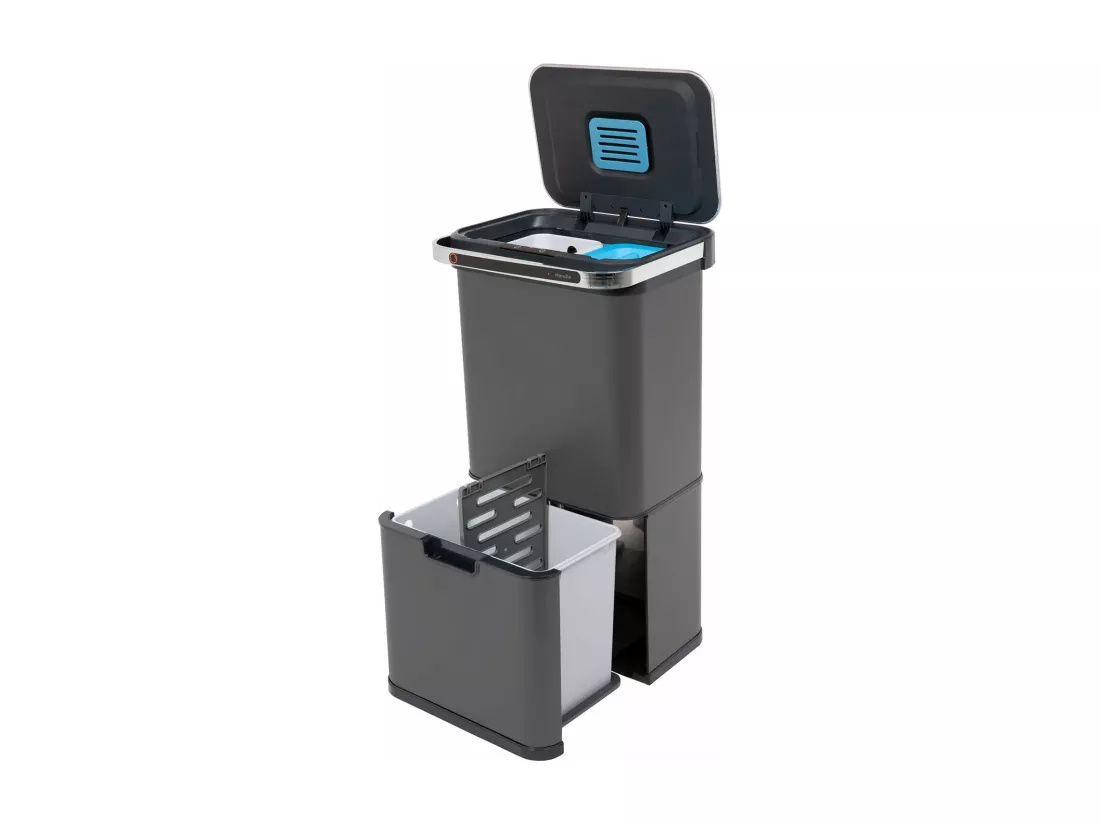 Poubelle à capteur 60L Fonction autonettoyante et filtre à charbon actif