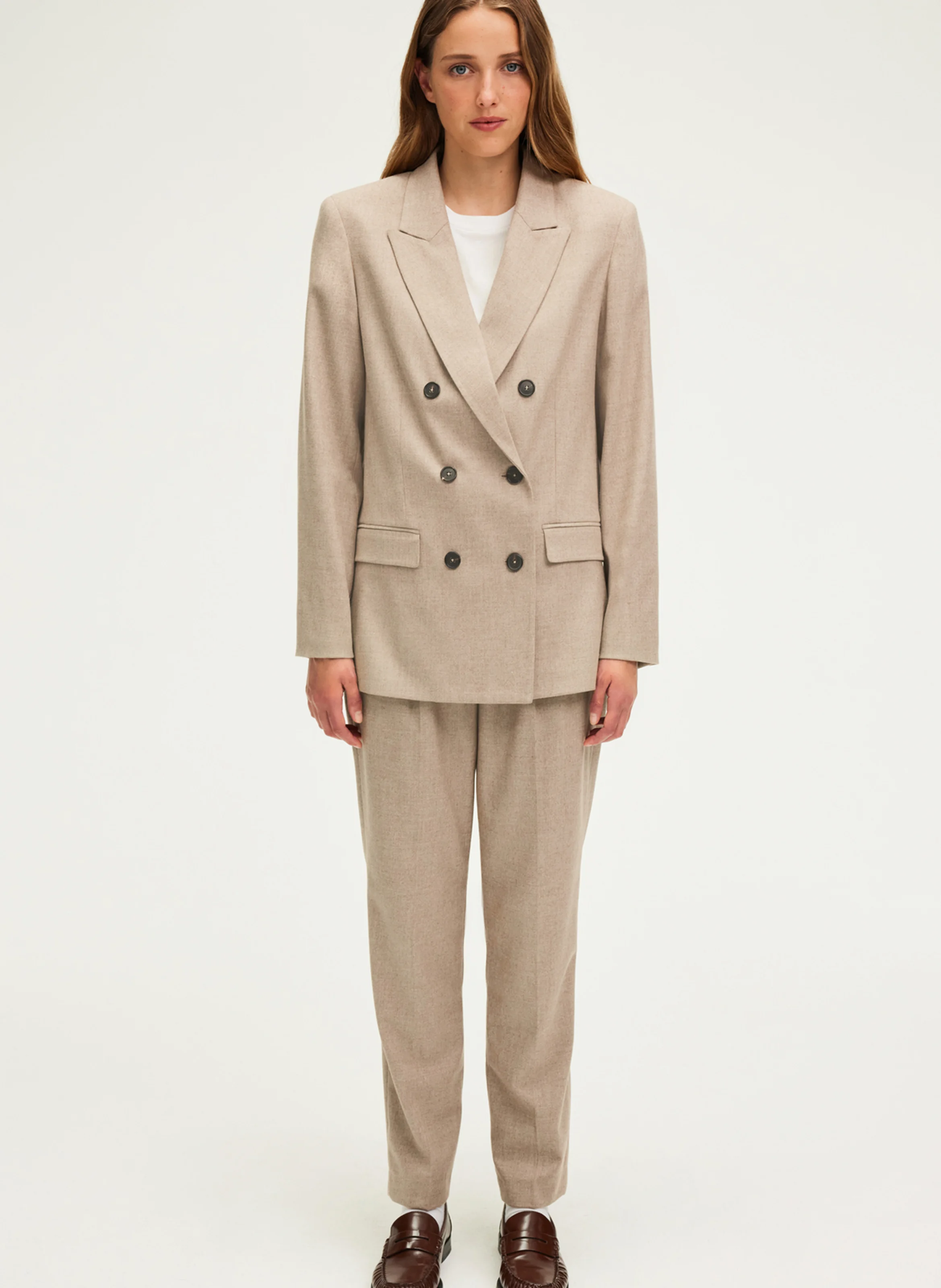 MARJORIE - Veste de tailleur droite| Beige