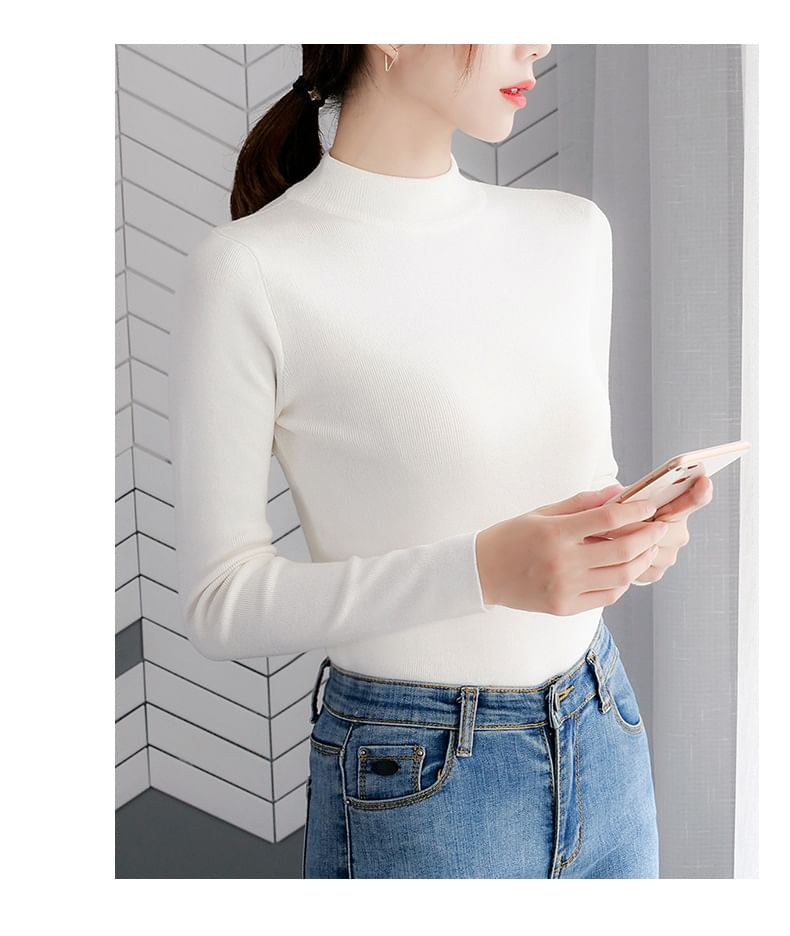 EFO - Lange mouwen, getailleerd, effen, slim fit gebreide top