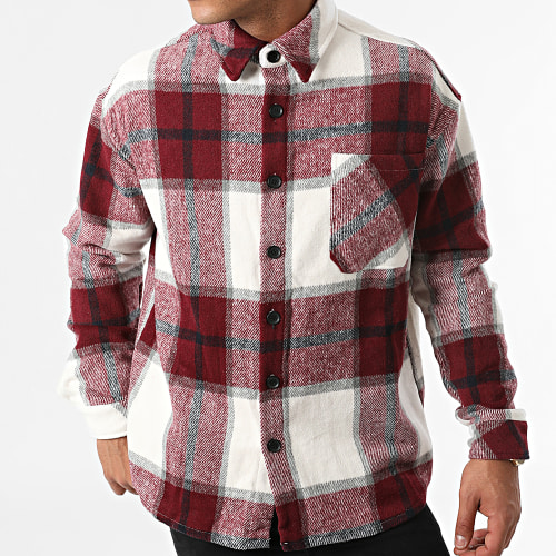 Surchemise A Carreaux KD642 Bordeaux Blanc