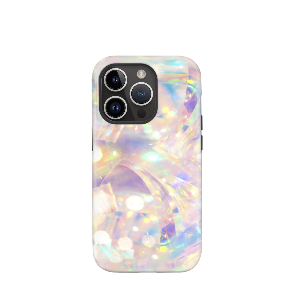 iPhone 14 Pro Hybrid (Kunststoff / Gummi) Hülle Kristall Lichtspiel - Versch. Farben