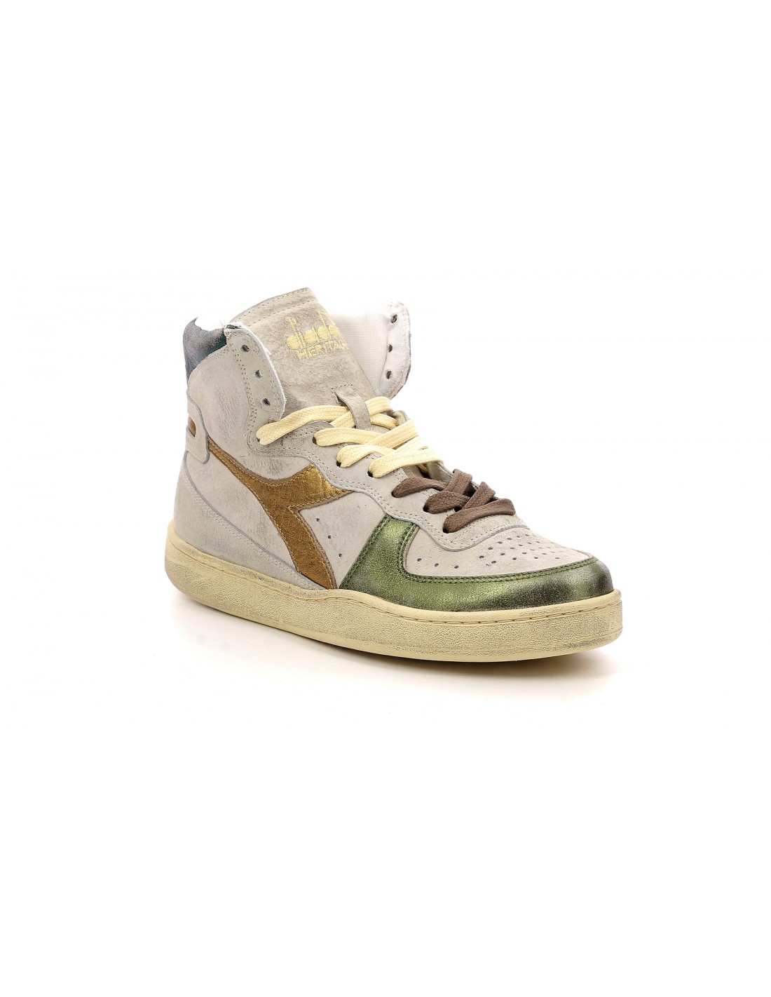 diadora heritage Sneakers Femme Mi Metal Blanc/Vert/Marron
