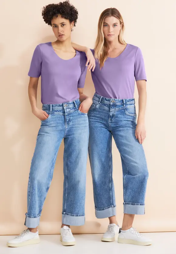 Basic Kurzarmshirt - smell of lavender