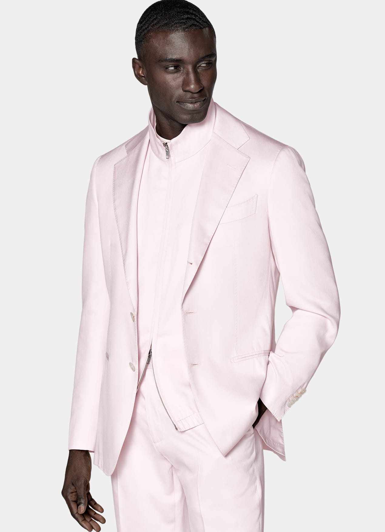 Costume Havana coupe Tailored rose clair