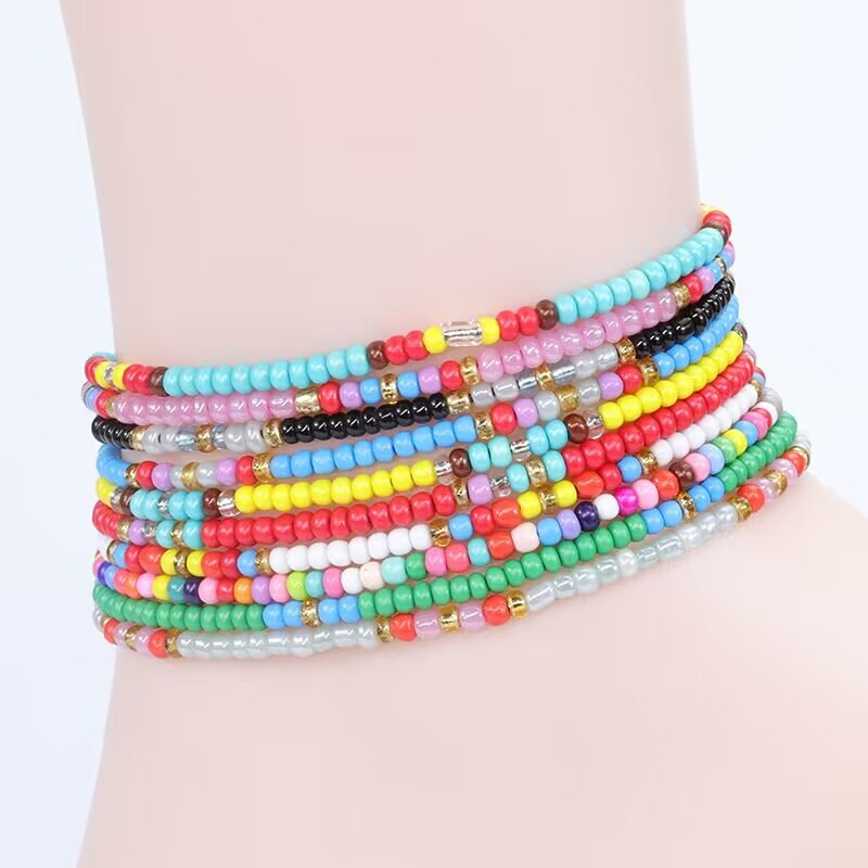 (10er Set) Perlen Armband Accessoire Bohemian Freundschaftsband - Assortiert