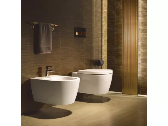 Pack WC suspendu sans bride DURAVIT Me by Starck avec abattant frein de chute + bati support SIAMP + Plaque de commande chromée