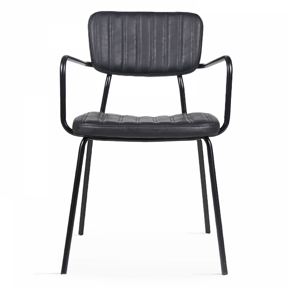 Lot de 2 chaises avec accoudoirs en textile enduit noir