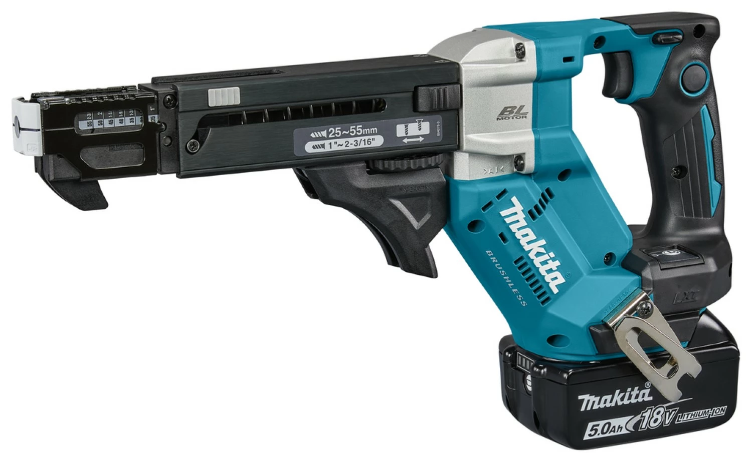 Makita DFR551RTJ 18V Li-Ion accu schroefautomaat set (2x 5,0Ah) in Mbox - 25-55mm