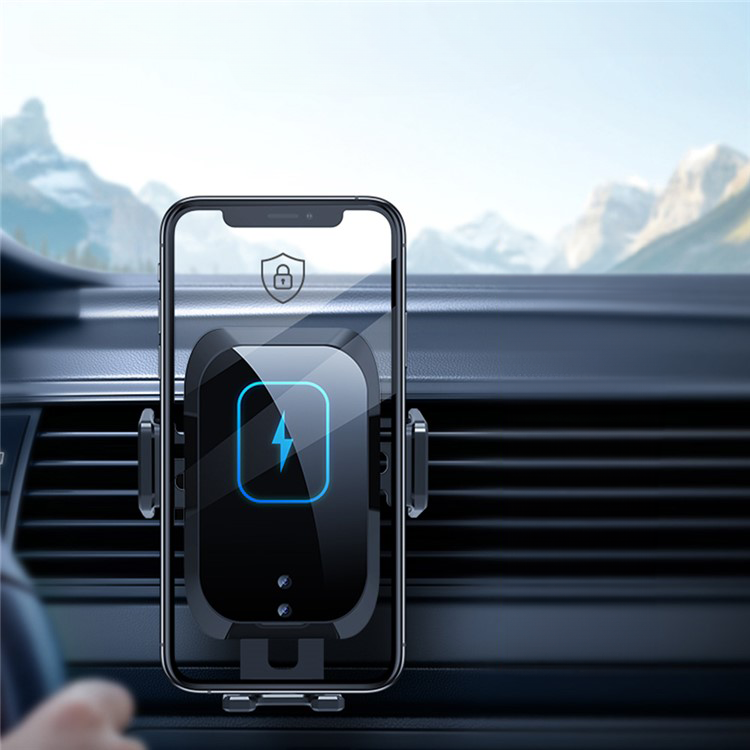 (15W) Auto KFZ Halterung Ladegerät Qi Wireless QC 3.0   Befestigung mit Automatik Infrarotsensor - Schwarz