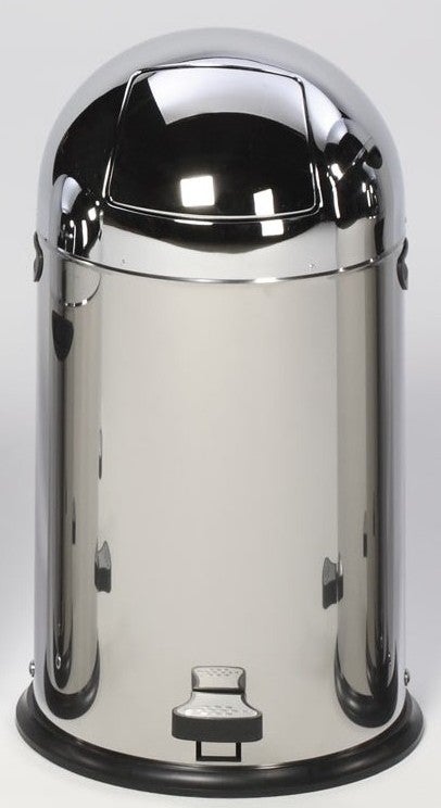 PROREGAL Classic Afvalbak met Klep, Binneninzetstuk, Voetpedaal, 33 Liter, HxBxD 69 x 42,5 x 42,5 cm, Roestvrij Staal, Zilver