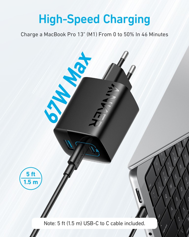 Anker - 336 Oplader - 67W 1A2C - Sort