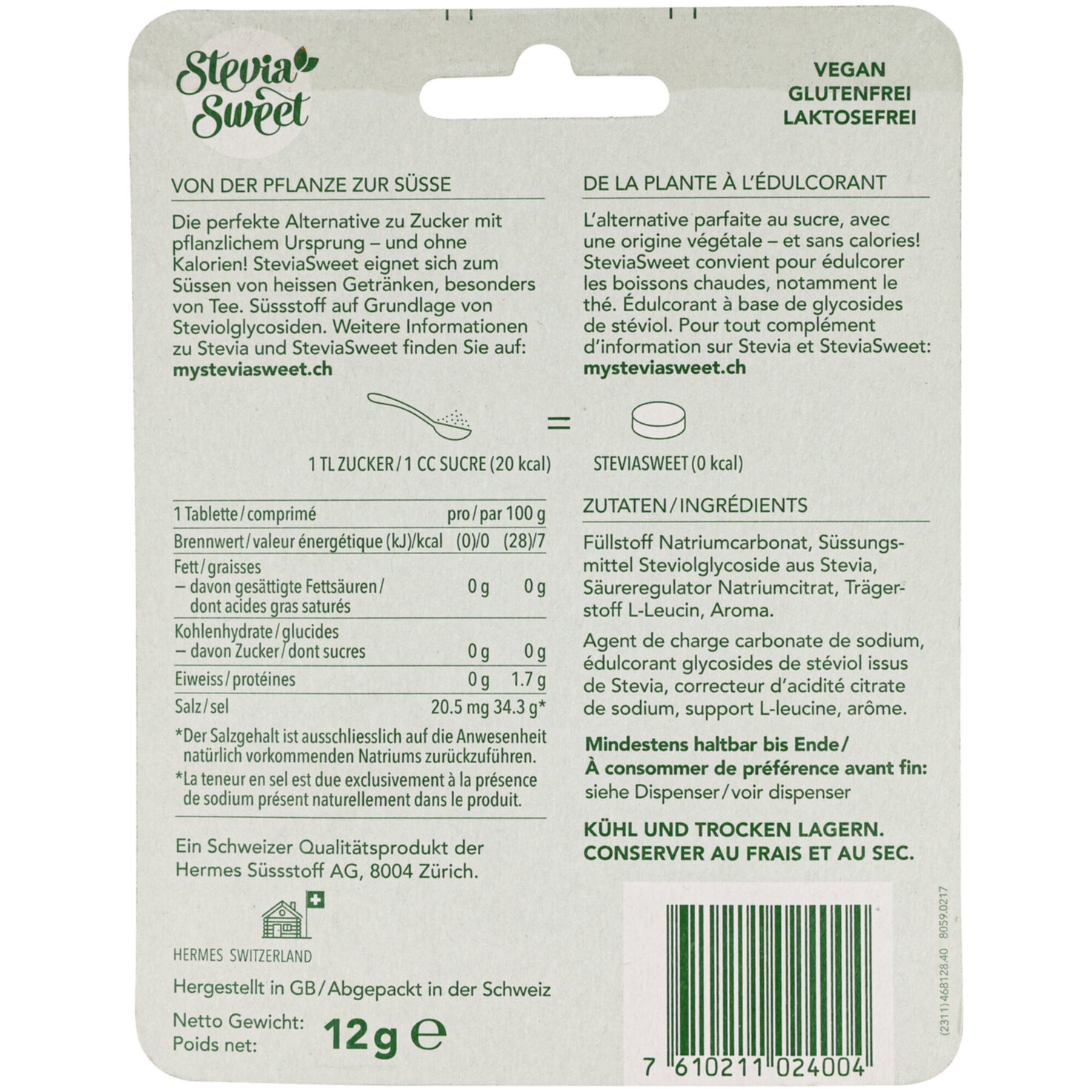 SteviaSweet Süssstoff Dispenser 200 Stück