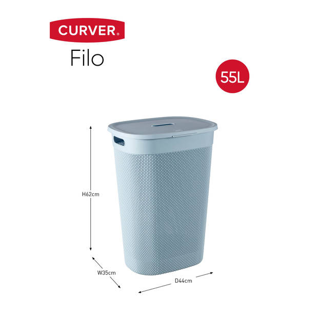 Curver Filo Wasmand met deksel 55L blauw