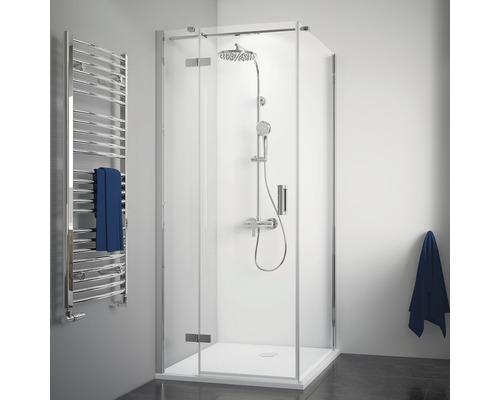 Zijpaneel voor BREUER Panorama Express Q72 75 cm draaideur, helder glas, chroom profiel.