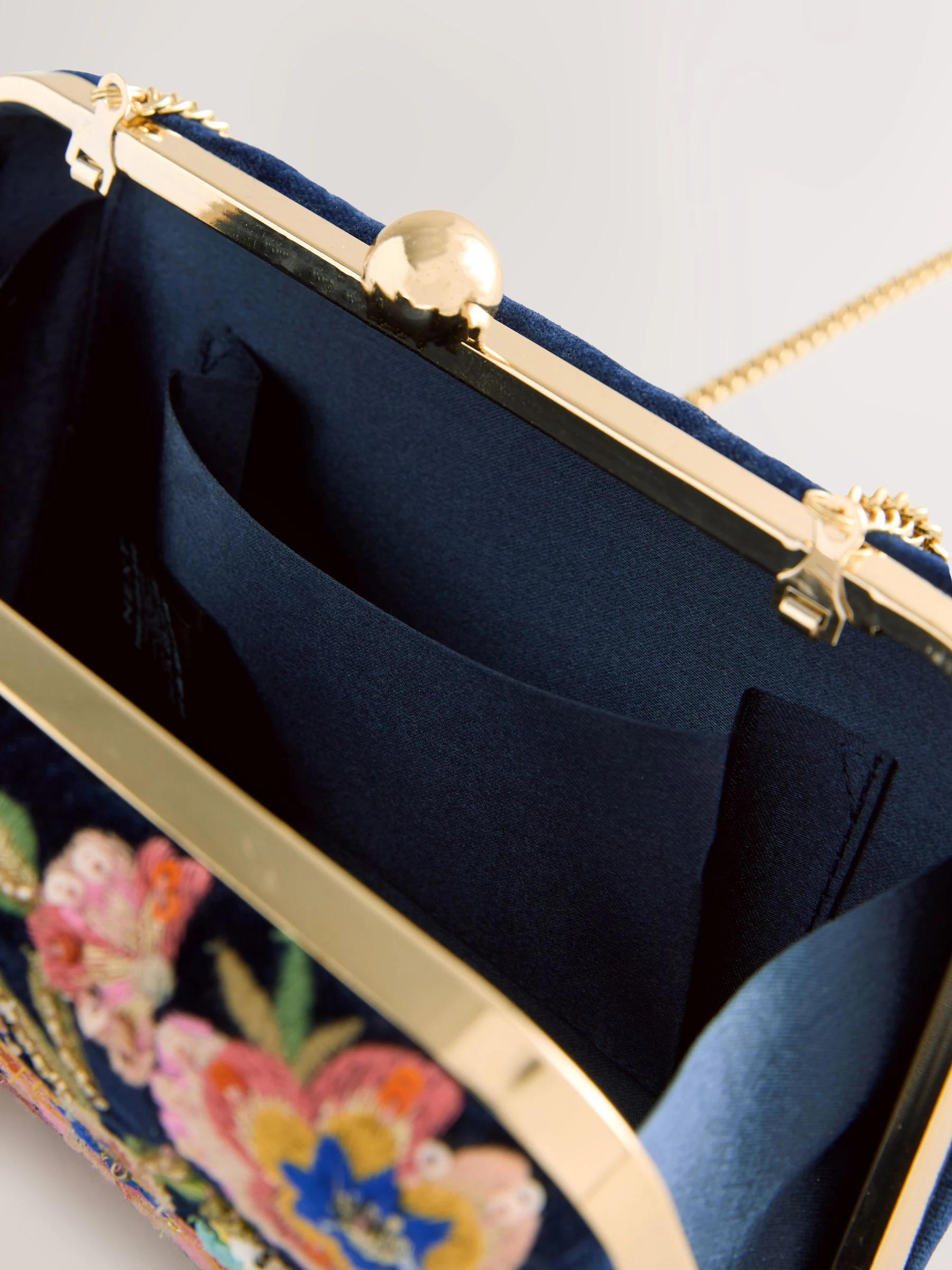 Marineblauw - Embellished Detail Bird Clutch Bag
