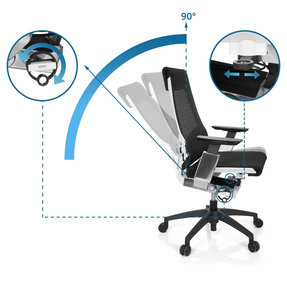 Profi Bürostuhl GENIDIA SMART WHITE CM Netzstoff mit Armlehnen hjh OFFICE