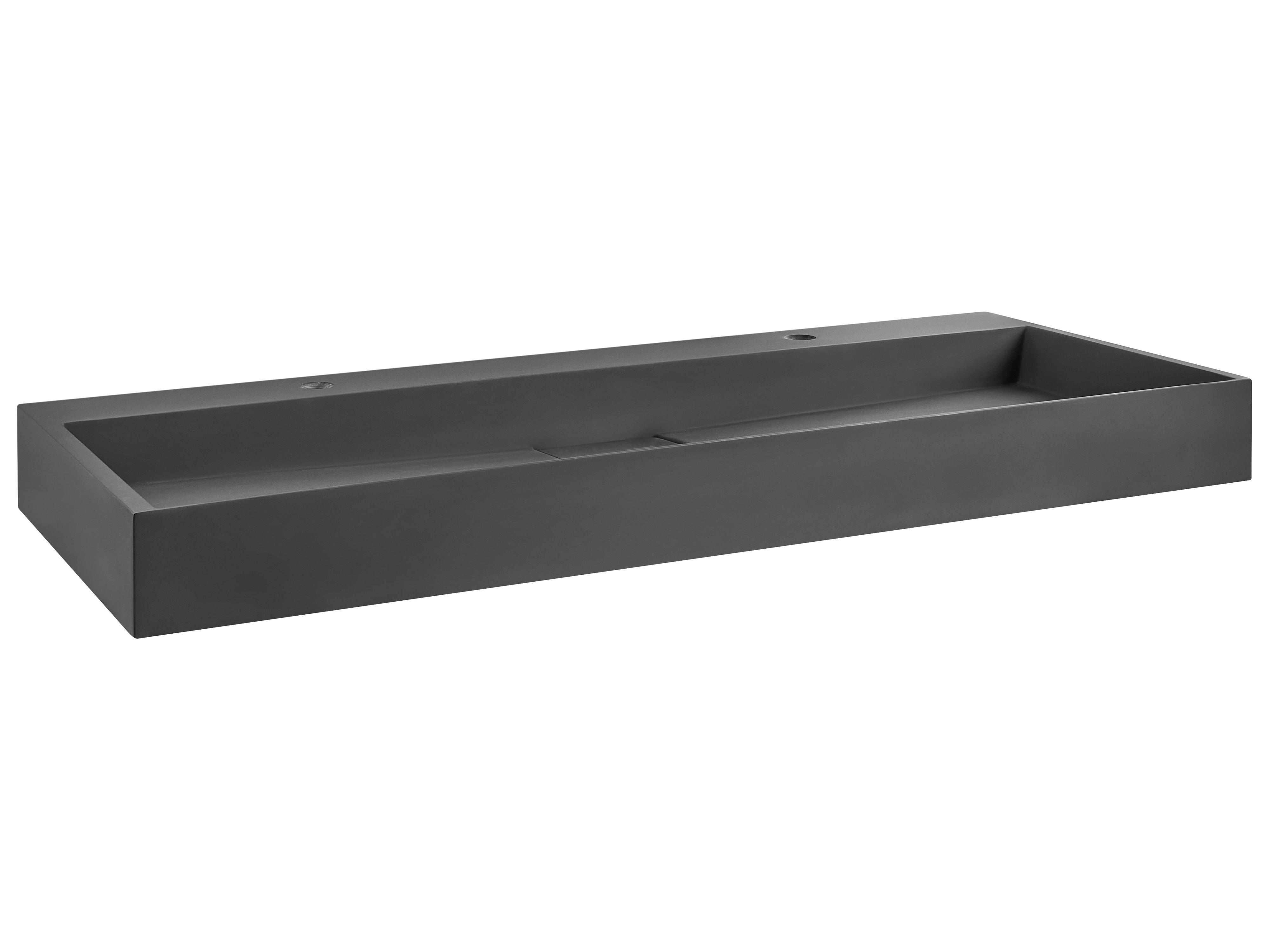Wandgemonteerd dubbele wastafel QUENKO 120 x 46 cm Mineraal gietwerk Zwart