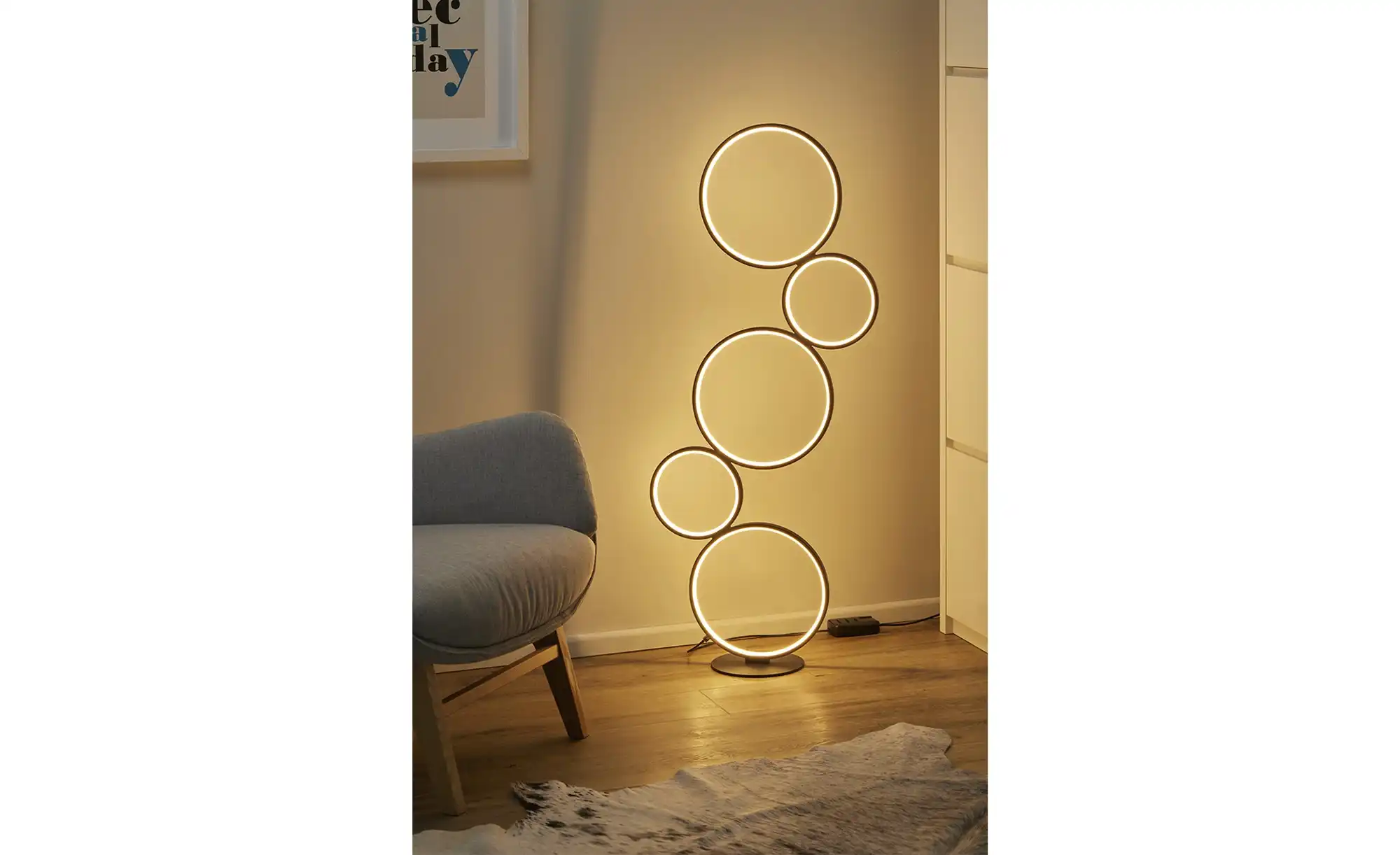Trio LED-Stehleuchte, Schwarz, Kreise